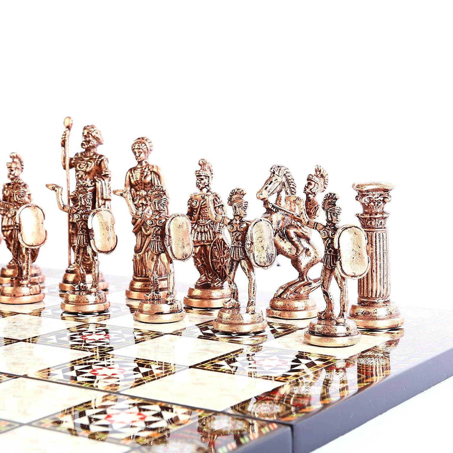 Antique Copper Rome Figures Chess Set Sculptures and Statues -