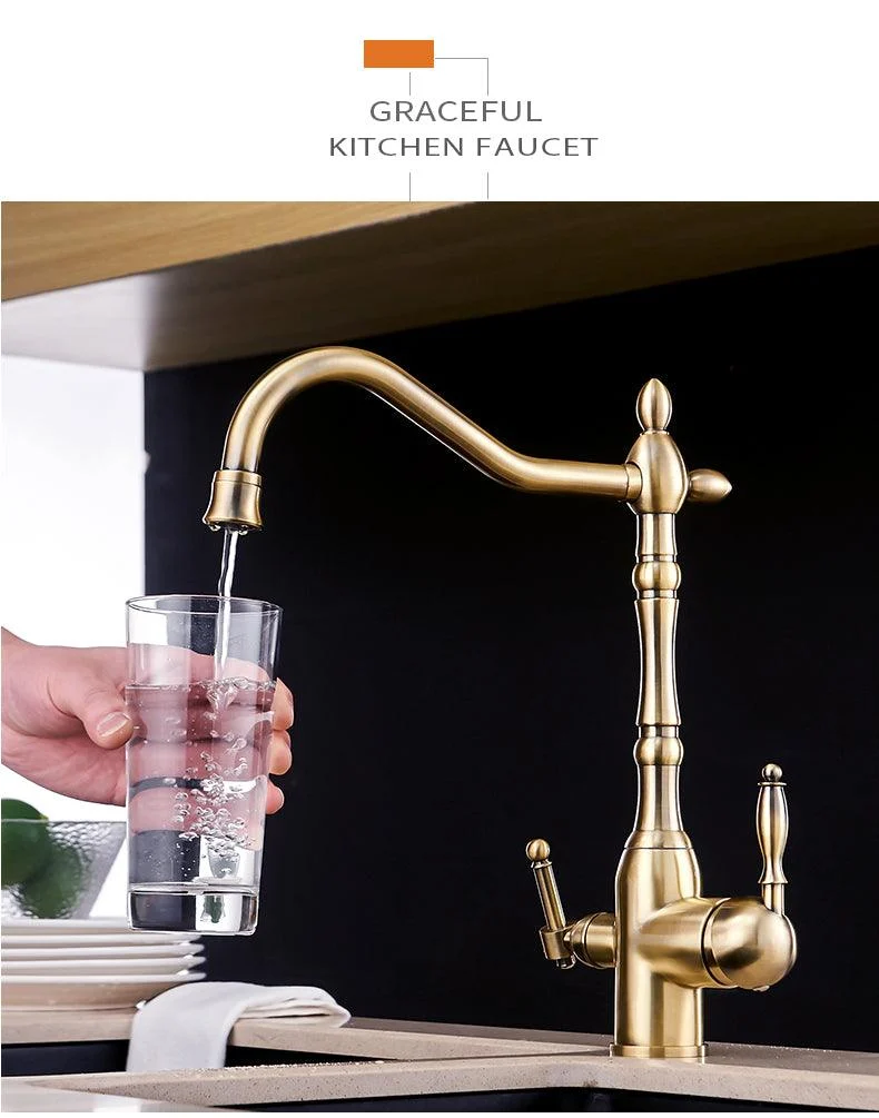 Antique Kitchen Purify Faucets Tap Cold and Hot 360 Rotation with Water Purification Features -  - #tag1#