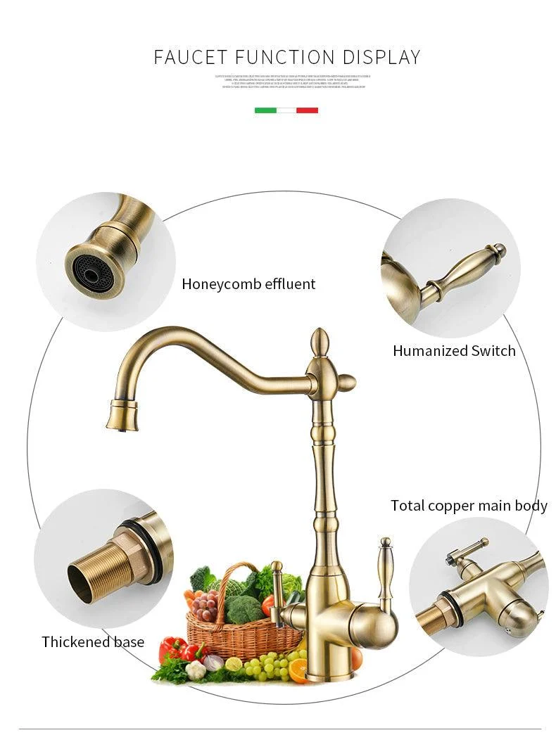 Antique Kitchen Purify Faucets Tap Cold and Hot 360 Rotation with Water Purification Features -  - #tag1#