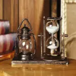 Antique Lantern Sand Glass Resin Figurines Sculptures and Statues