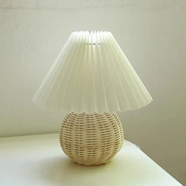 Antique Pleated - Vintage Table Lamp with Pleats -  - #tag1#