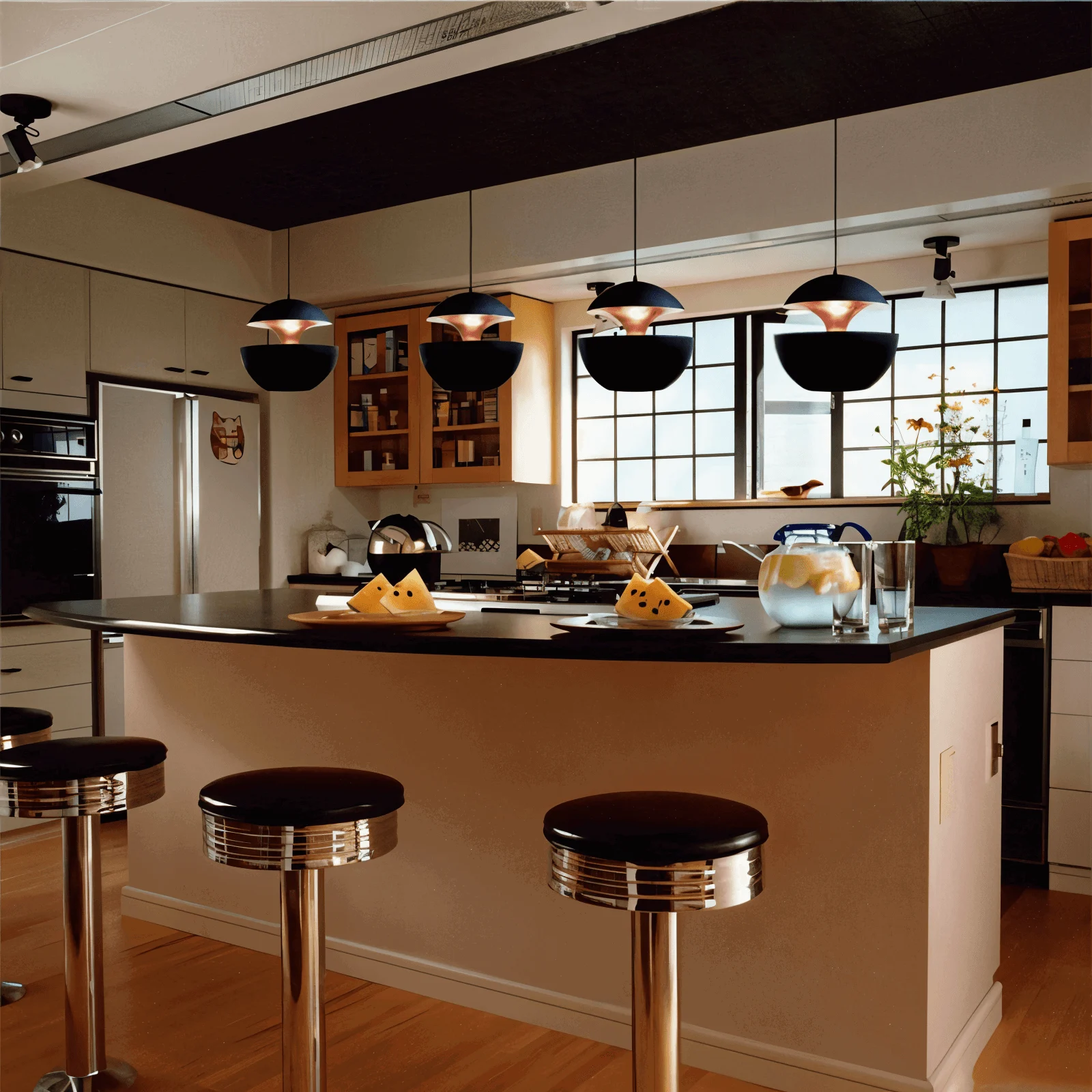 Apple Hanging Lamp - Black White Sun Pendant Light - Artistic E27 Hanging Light -  - #tag1#