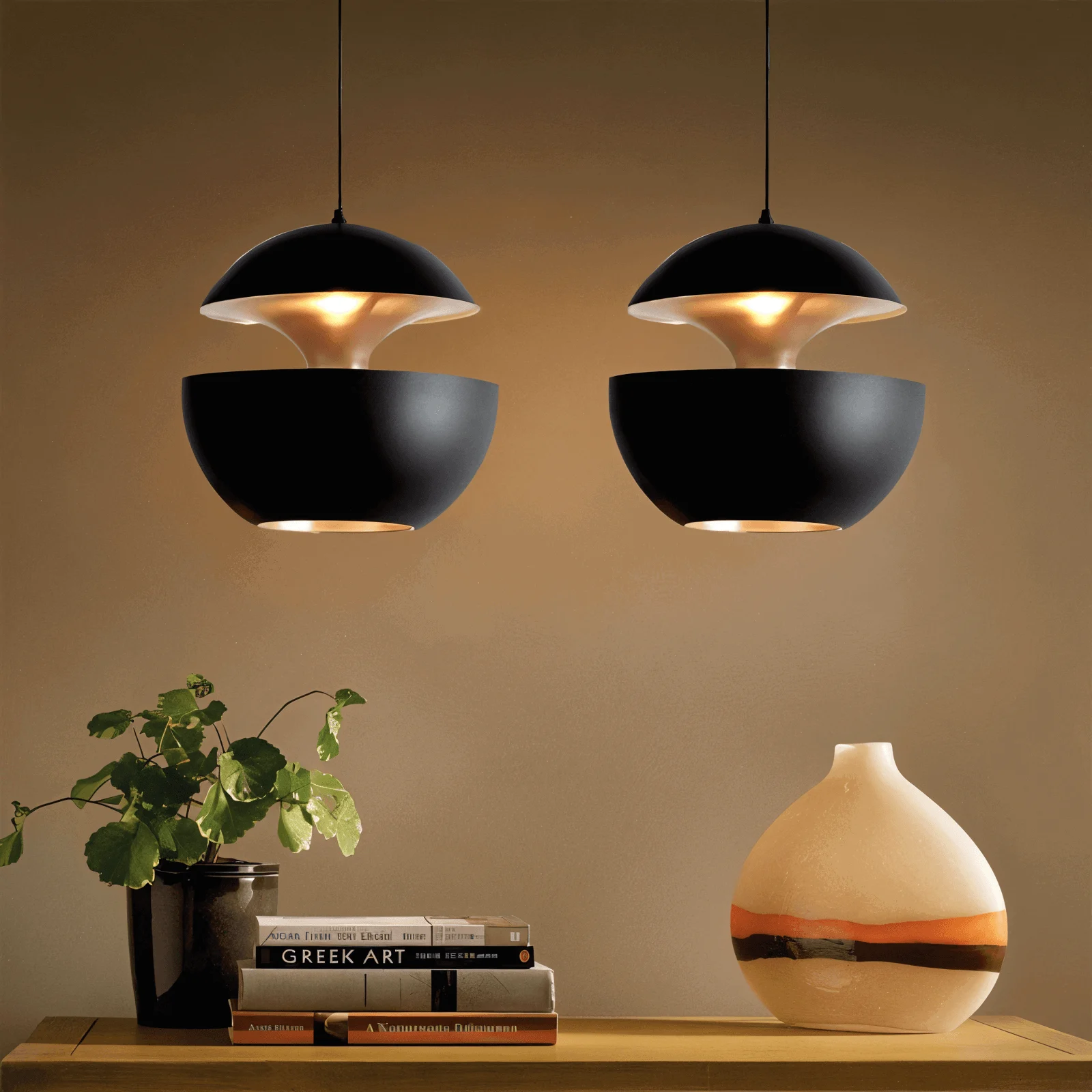 Apple Hanging Lamp - Black White Sun Pendant Light - Artistic E27 Hanging Light -  - #tag1#
