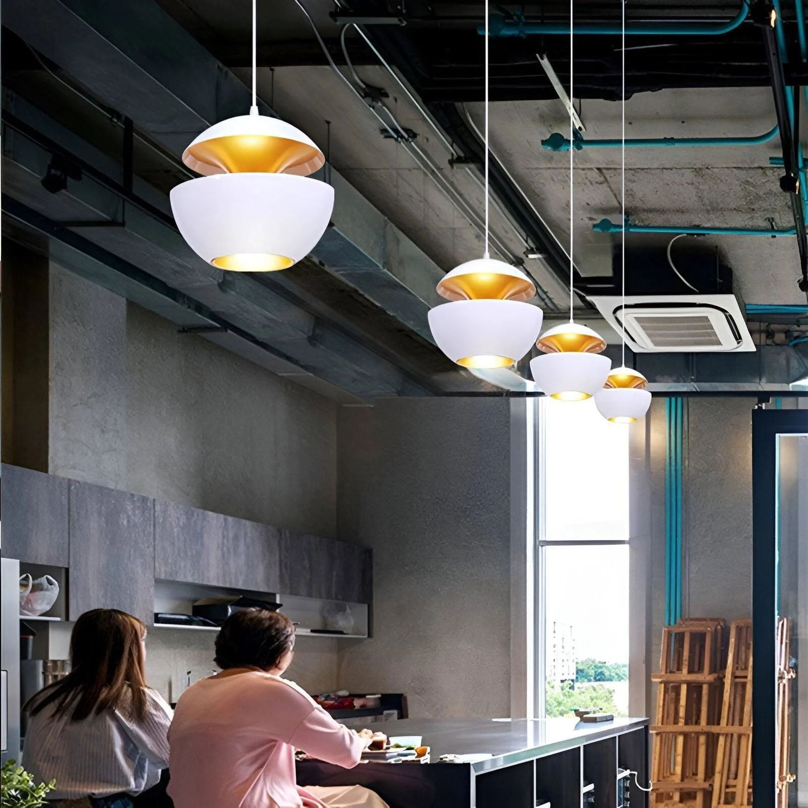 Apple Hanging Lamp - Black White Sun Pendant Light - Artistic E27 Hanging Light -  - #tag1#