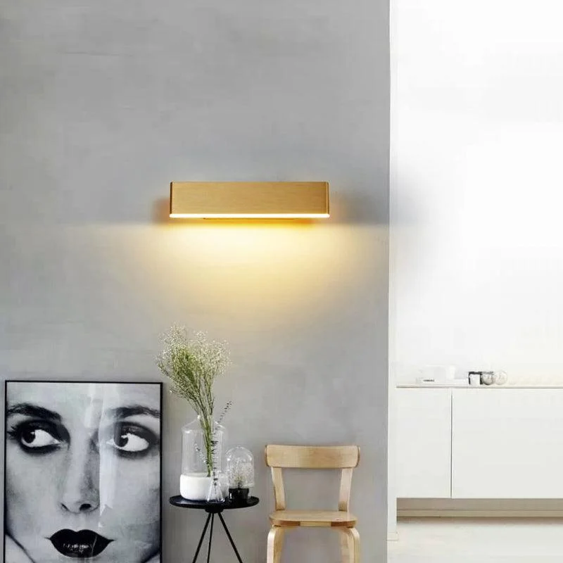 Aqsa Minimalist LED Wall Lamp - Black/Gold/Brown, Bedroom, Metal -  - #tag1#