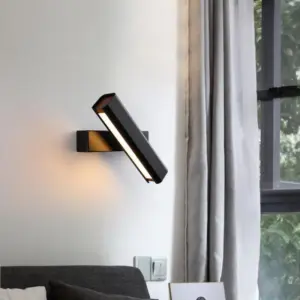Aqsa Modern LED Wall Lamp Indoor Rotatable Rectangular Metal/Wood Living Room