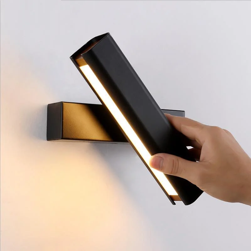 Aqsa Modern LED Wall Lamp Indoor Rotatable Rectangular Metal/Wood Living Room -  - #tag1#