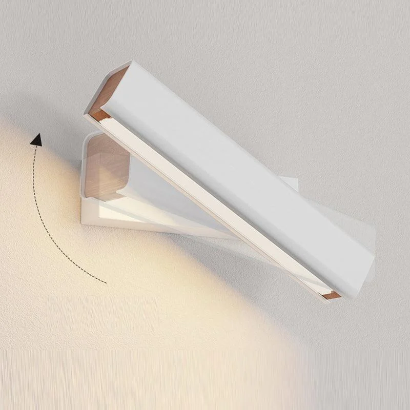 Aqsa Modern LED Wall Lamp Indoor Rotatable Rectangular Metal/Wood Living Room -  - #tag1#