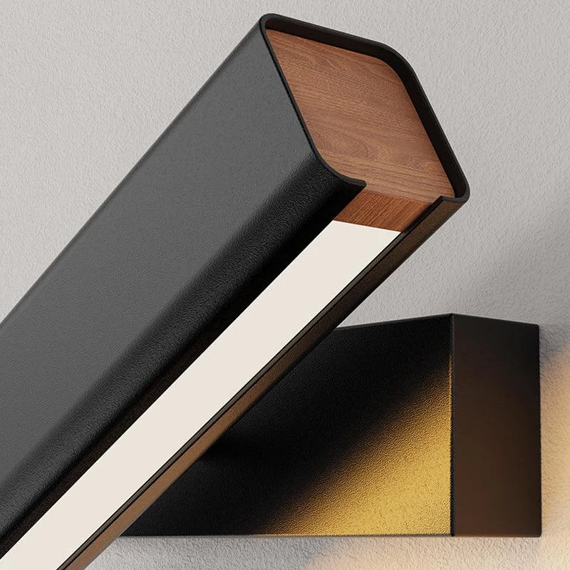 Aqsa Modern LED Wall Lamp Indoor Rotatable Rectangular Metal/Wood Living Room -  - #tag1#