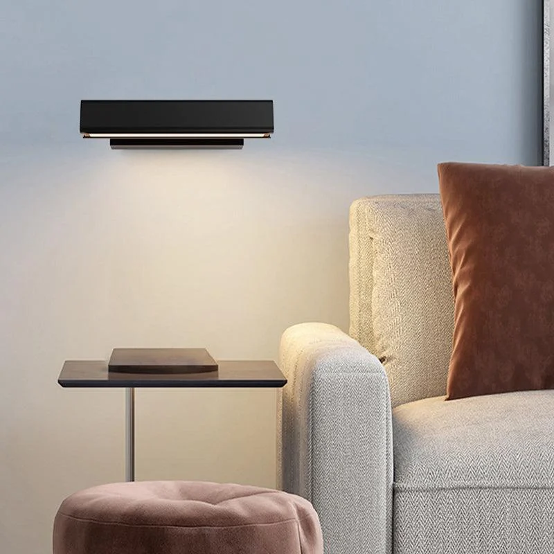 Aqsa Modern LED Wall Lamp Indoor Rotatable Rectangular Metal/Wood Living Room -  - #tag1#