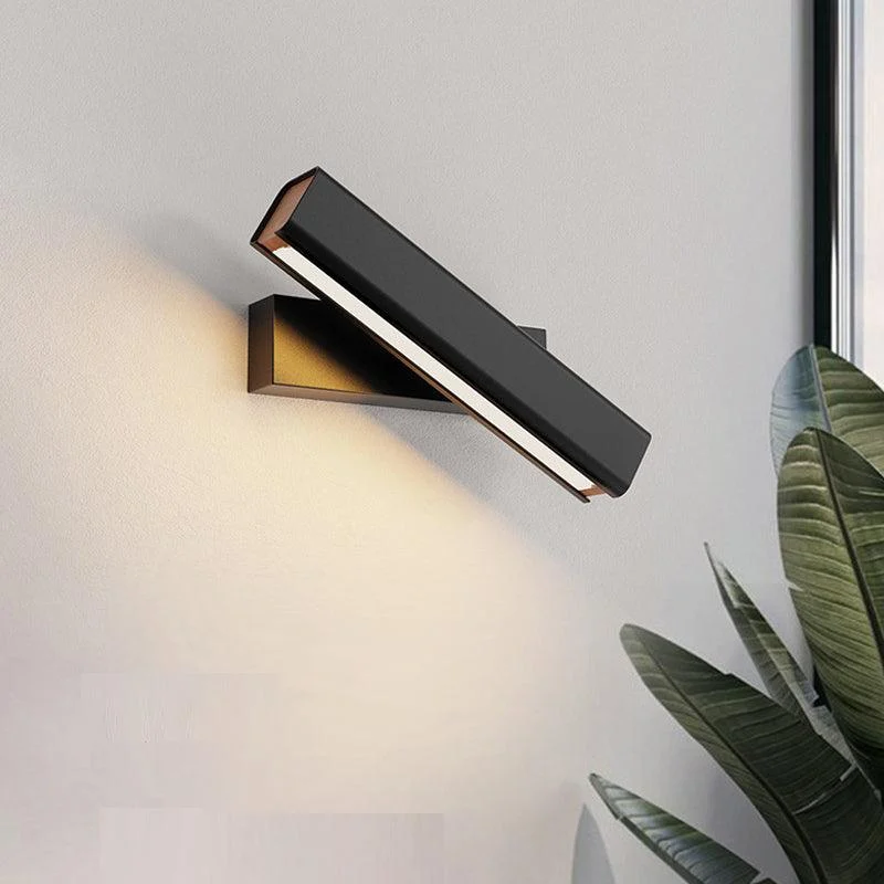 Aqsa Modern LED Wall Lamp Indoor Rotatable Rectangular Metal/Wood Living Room -  - #tag1#