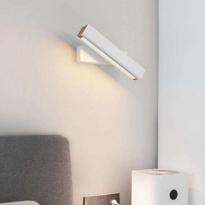 Aqsa Modern LED Wall Lamp Indoor Rotatable Rectangular Metal/Wood Living Room -  - #tag1#