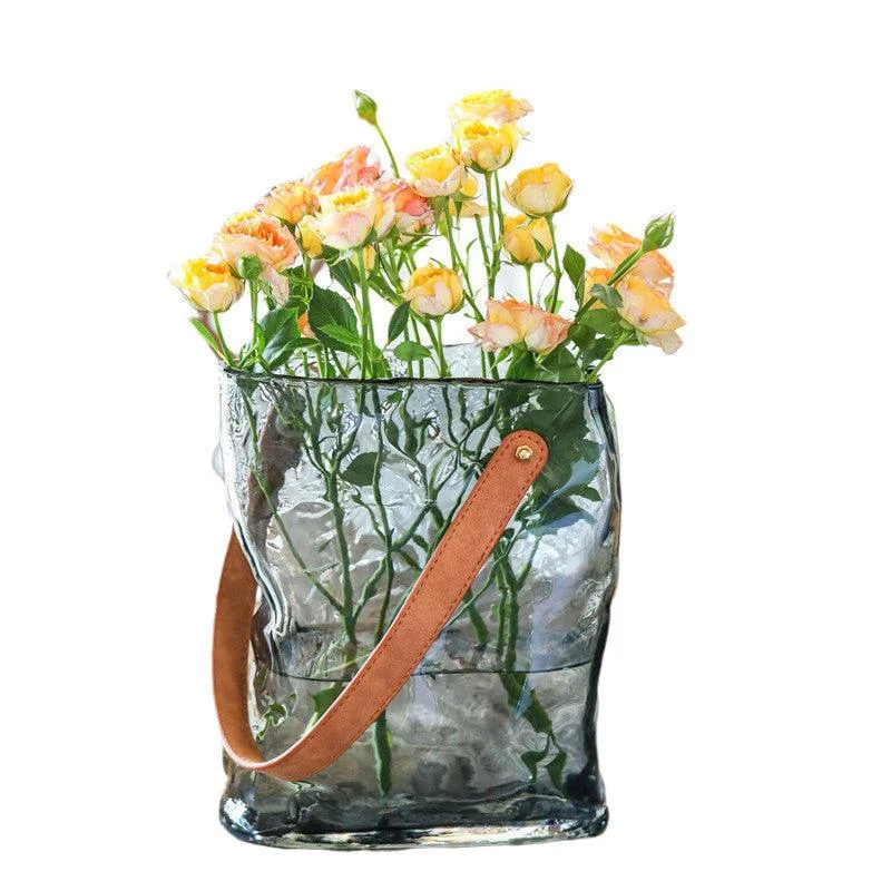 Aqua Elegance Handbag Glass Vase -  - #tag1#