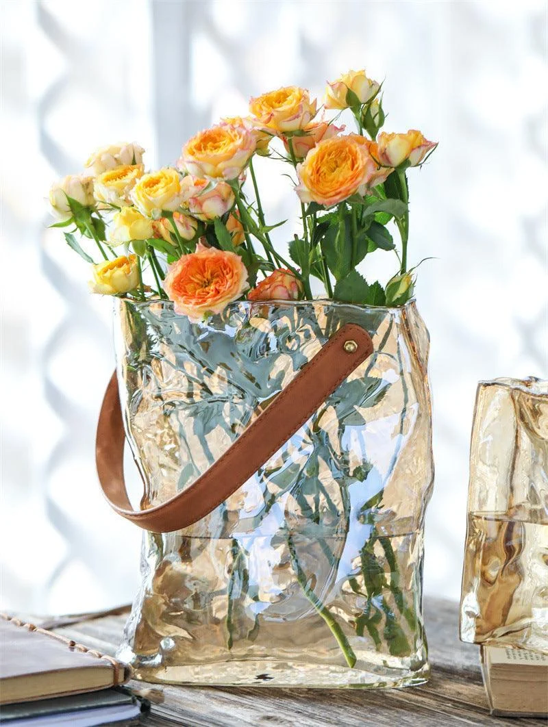 Aqua Elegance Handbag Glass Vase -  - #tag1#