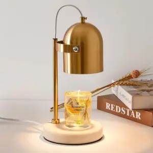 Arabic Gold Top with Marble Base Luxury Candle Warmer