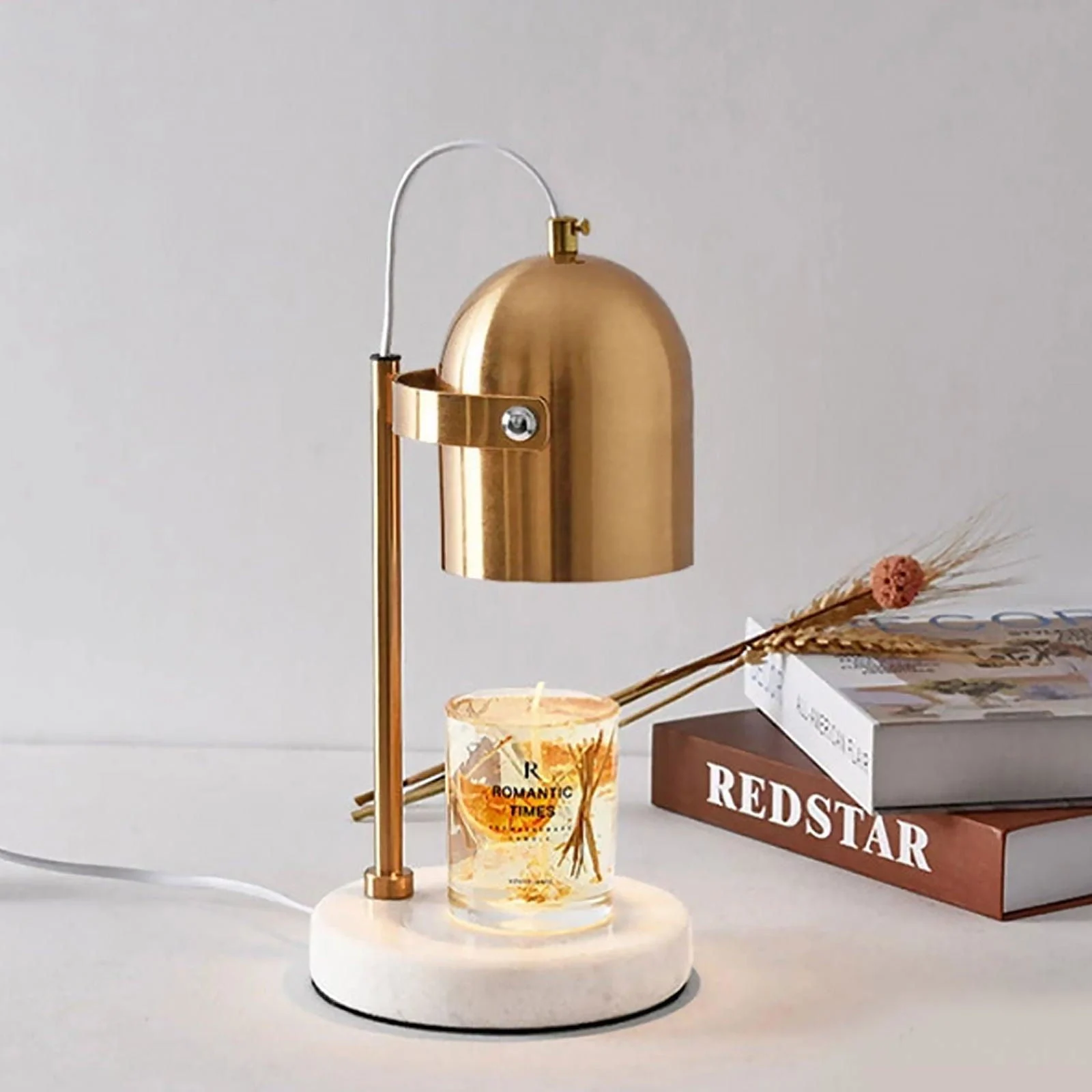 Arabic Gold Top with Marble Base Luxury Candle Warmer -