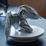 Art Angel Female Woman Wings Kneeling Cloak Hat tag1