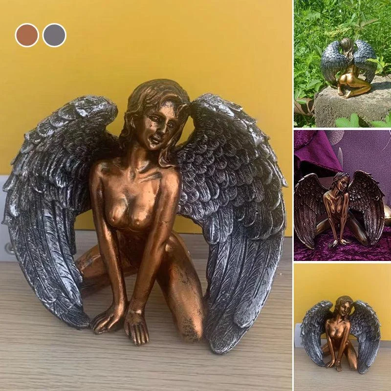 Art Angel Female Woman Wings Kneeling Cloak Hat -  - #tag1#