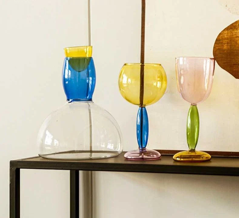 Art Deco Colored Cocktail Glasses / Wine Glasses -