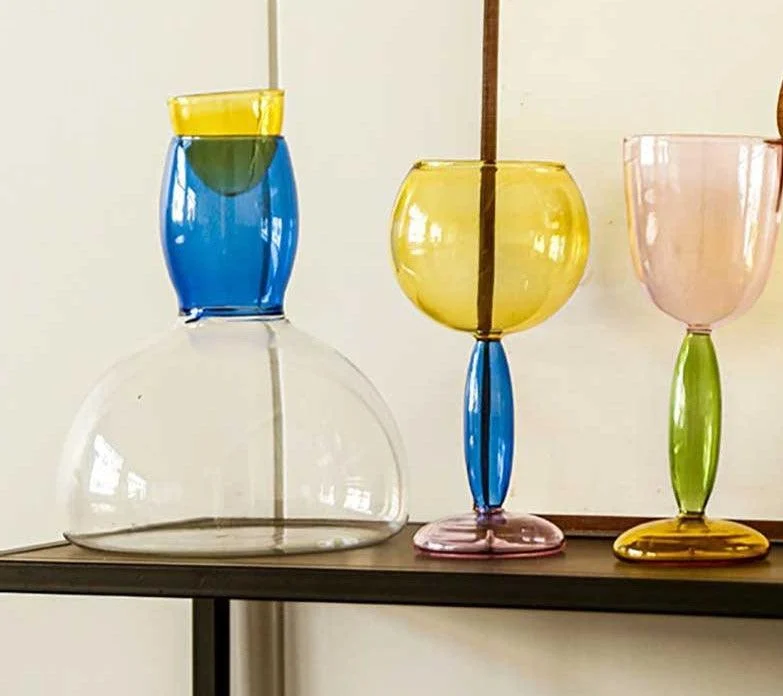 Art Deco Colored Cocktail Glasses / Wine Glasses -