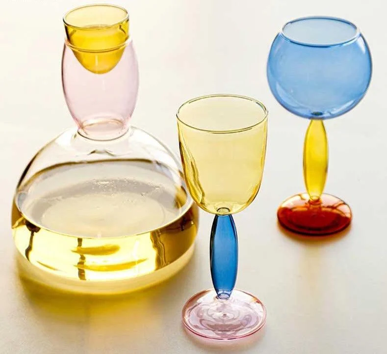 Art Deco Colored Cocktail Glasses / Wine Glasses -