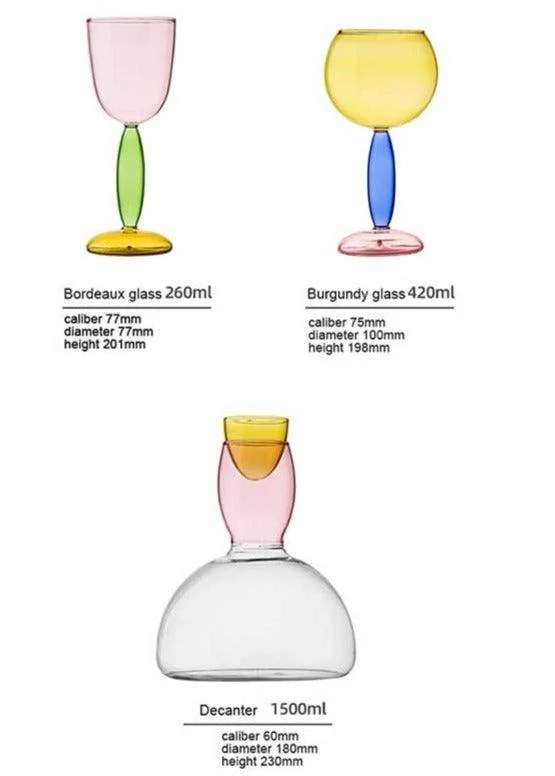 Art Deco Colored Cocktail Glasses / Wine Glasses -