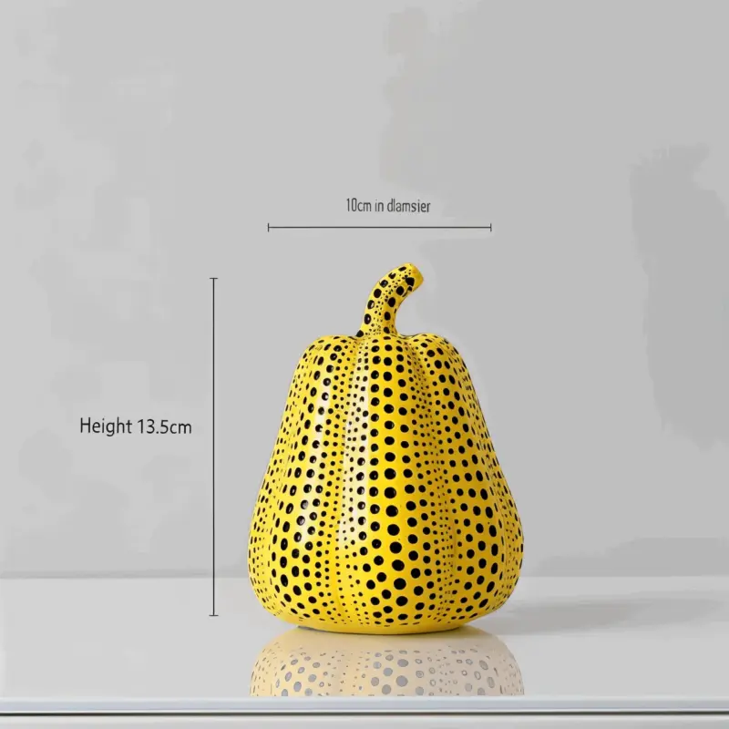 Art Dotted Yellow Pumpkin Decor Modern Pumpkin and Owl Statue tag1