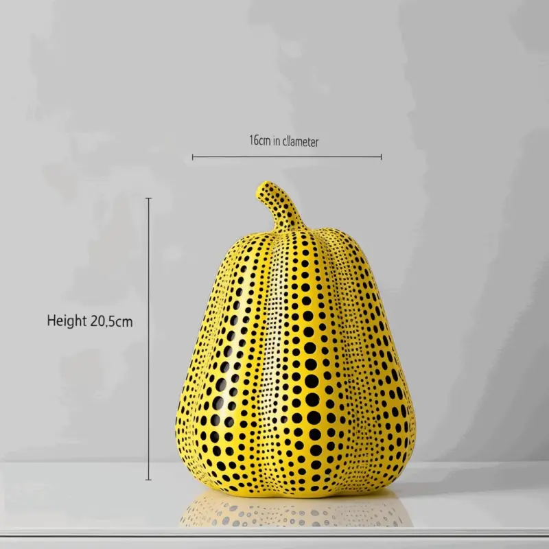 Art Dotted Yellow Pumpkin Decor Modern Pumpkin and Owl Statue tag1