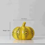 Art Dotted Yellow Pumpkin Decor Modern Pumpkin and Owl Statue tag1