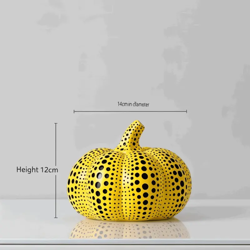 Art Dotted Yellow Pumpkin Decor Modern Pumpkin and Owl Statue tag1