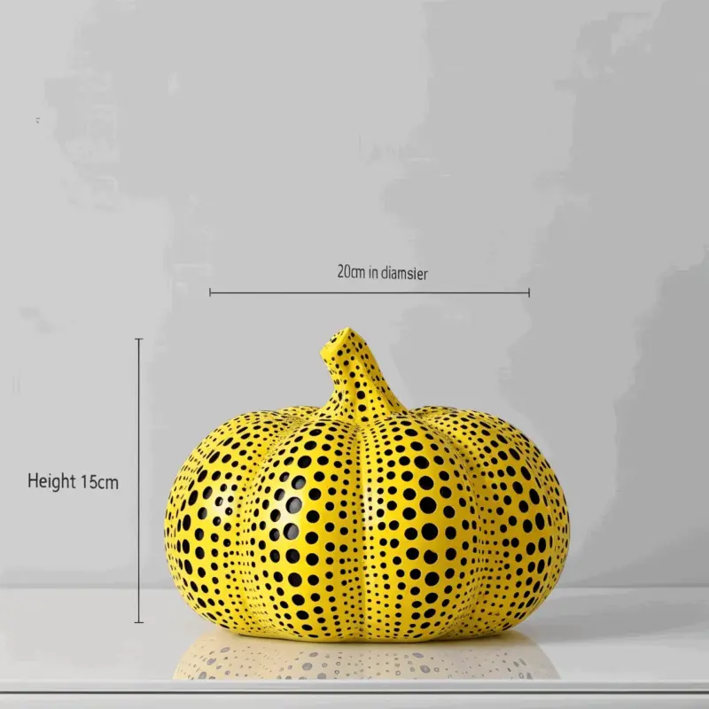Art Dotted Yellow Pumpkin Decor Modern Pumpkin and Owl Statue tag1