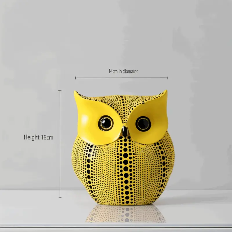 Art Dotted Yellow Pumpkin Decor Modern Pumpkin and Owl Statue tag1