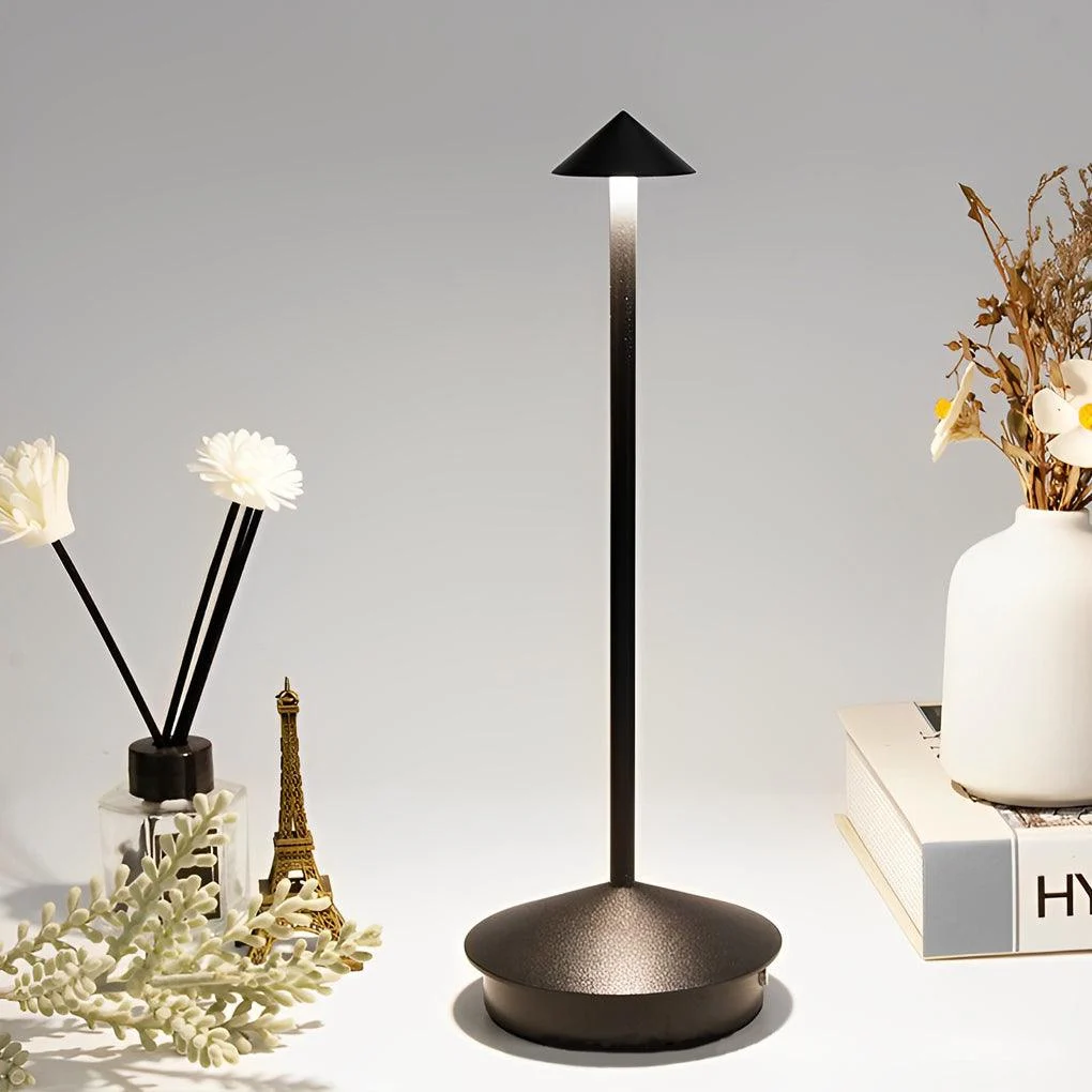 ArtiGlow - Long Rod Triangle Mushroom Table Lamp with 3-Step Dimmable USB Touch On/Off -  - #tag1#