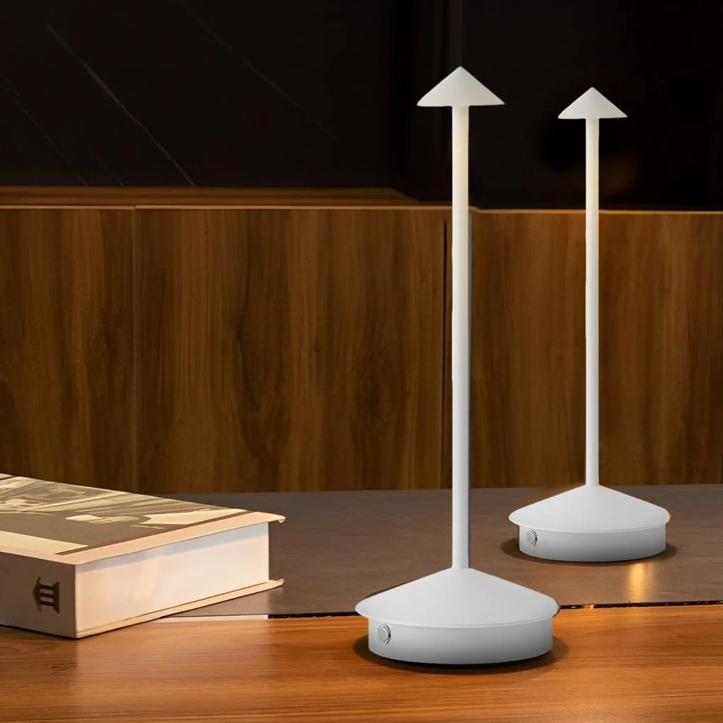 ArtiGlow - Long Rod Triangle Mushroom Table Lamp with 3-Step Dimmable USB Touch On/Off -  - #tag1#