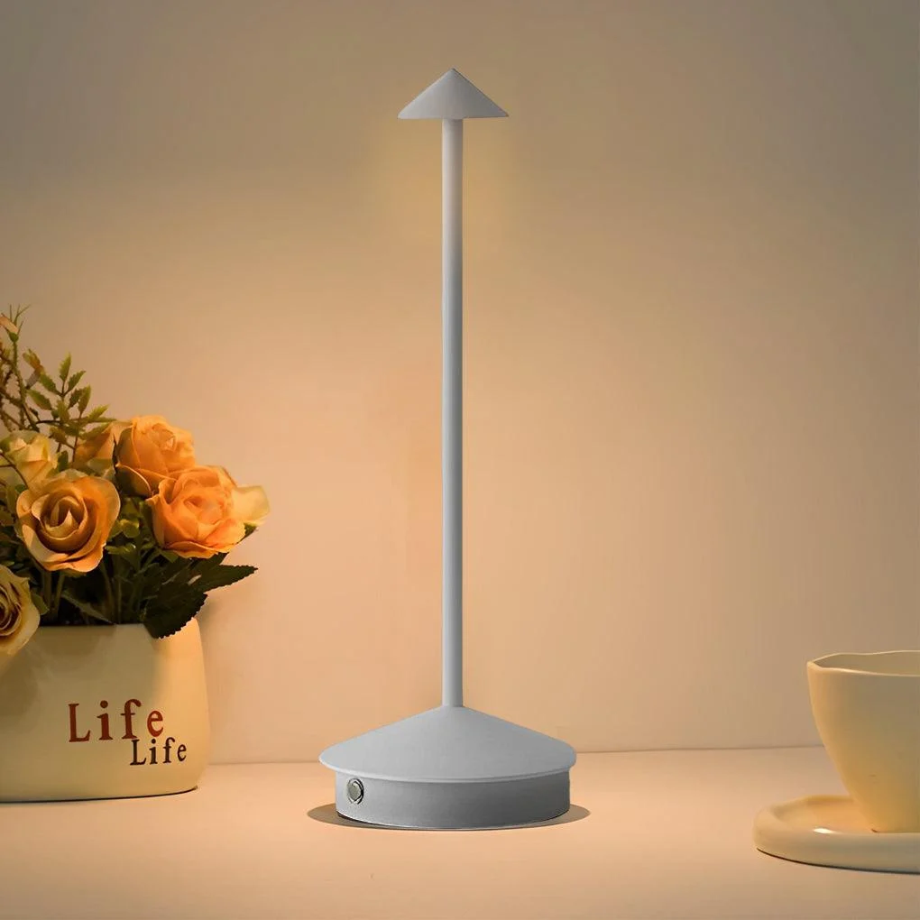 ArtiGlow - Long Rod Triangle Mushroom Table Lamp with 3-Step Dimmable USB Touch On/Off -  - #tag1#