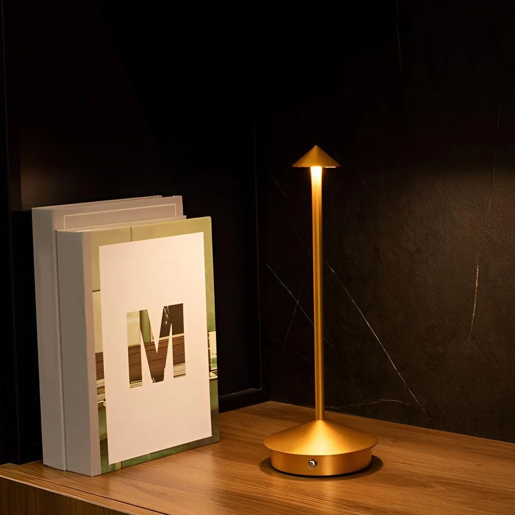 ArtiGlow - Long Rod Triangle Mushroom Table Lamp with 3-Step Dimmable USB Touch On/Off -  - #tag1#