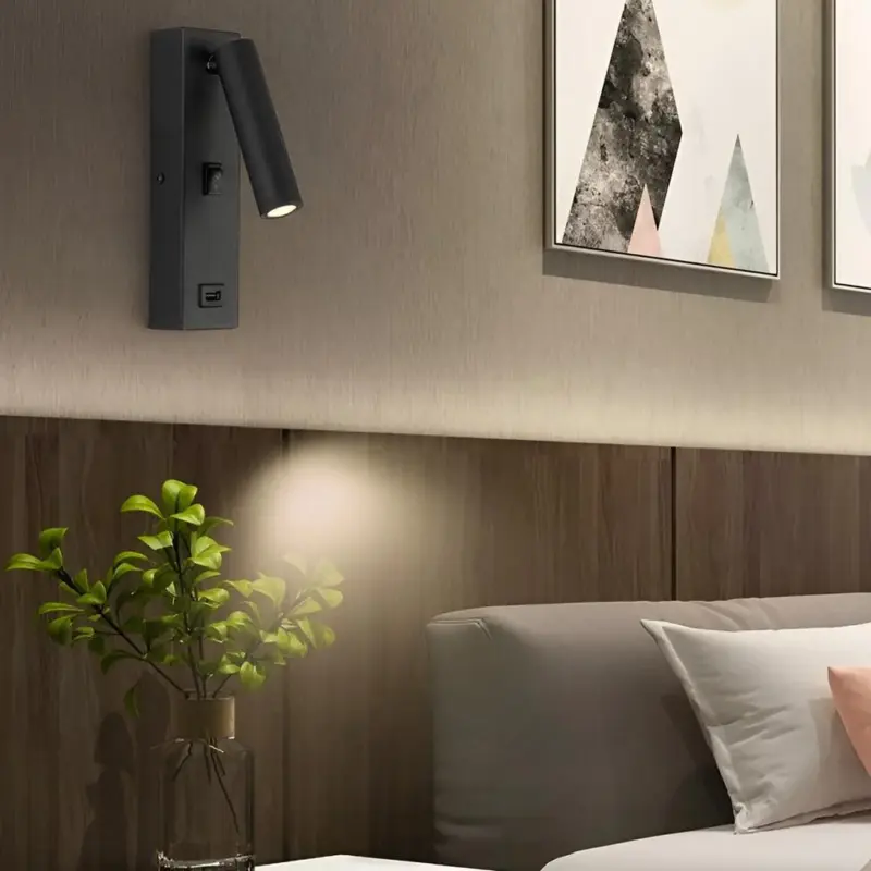 ArtiLicht Rectangular Adjustable LED Modern Wall Lamp with Switch and USB Charging Port tag1