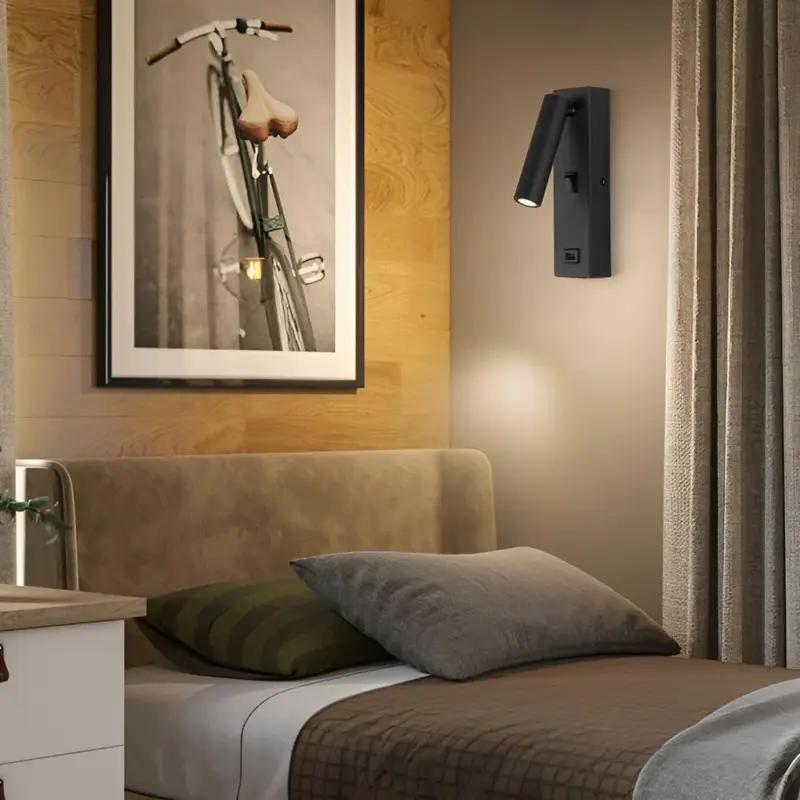 ArtiLicht Rectangular Adjustable LED Modern Wall Lamp with Switch and USB Charging Port tag1