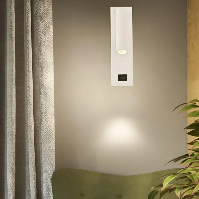 ArtiLicht Rectangular Adjustable LED Modern Wall Lamp with Switch and USB Charging Port tag1