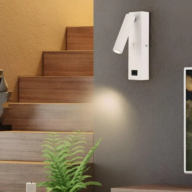 ArtiLicht Rectangular Adjustable LED Modern Wall Lamp with Switch and USB Charging Port tag1