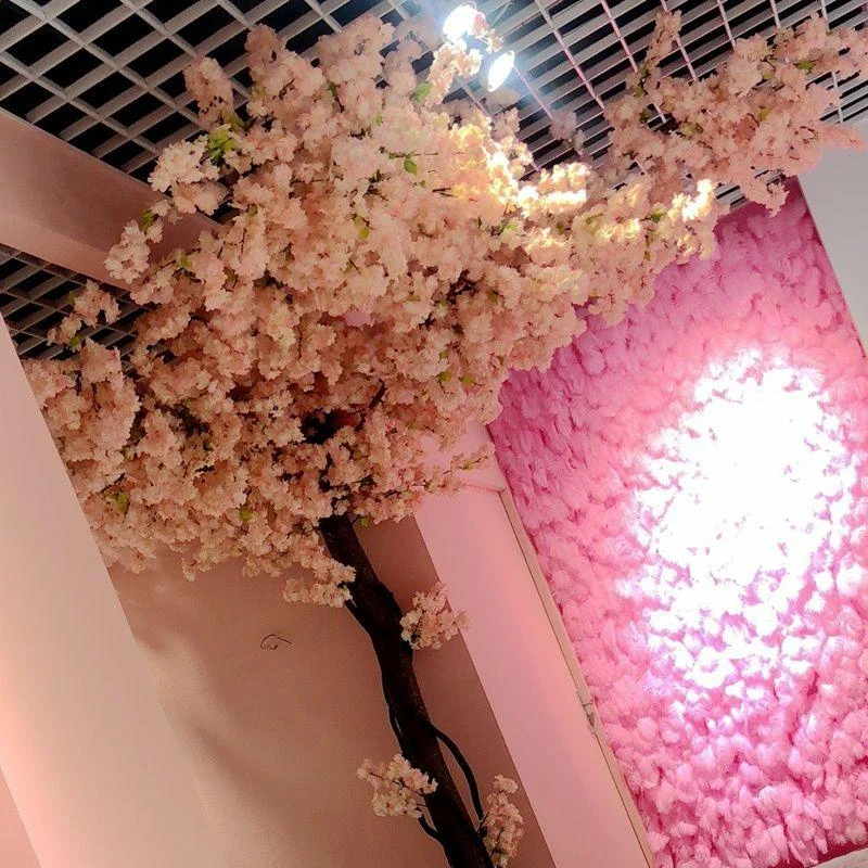 Artificial Cherry Tree Pink cherry Tree Branch Silk Flower DIY Wall Home  Decoration -  - #tag1#