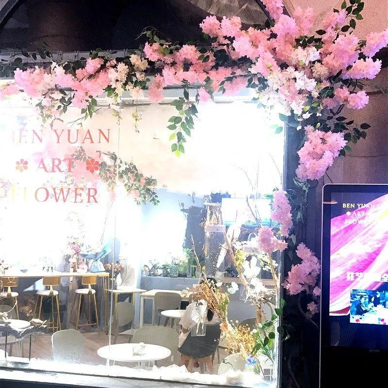 Artificial Cherry Tree Pink cherry Tree Branch Silk Flower DIY Wall Home  Decoration -  - #tag1#