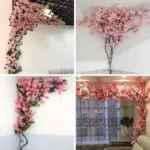 Artificial Cherry Tree Pink cherry Tree Branch Silk Flower DIY Wall Home Decoration tag1