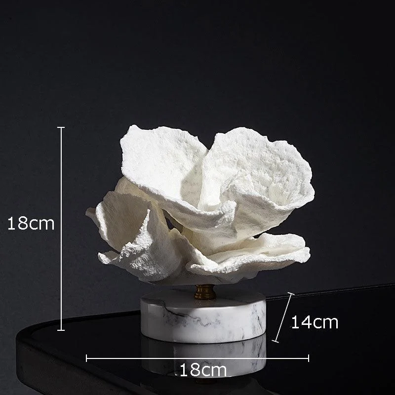 Artificial Coral Desk Decoration Ornaments Resin on Marble Base White -  - #tag1#