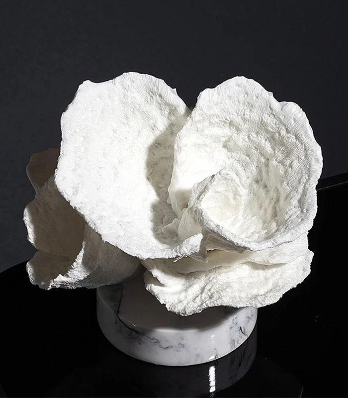 Artificial Coral Desk Decoration Ornaments Resin on Marble Base White -  - #tag1#