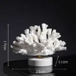 Artificial Coral Desk Decoration Ornaments Resin on Marble Base White tag1