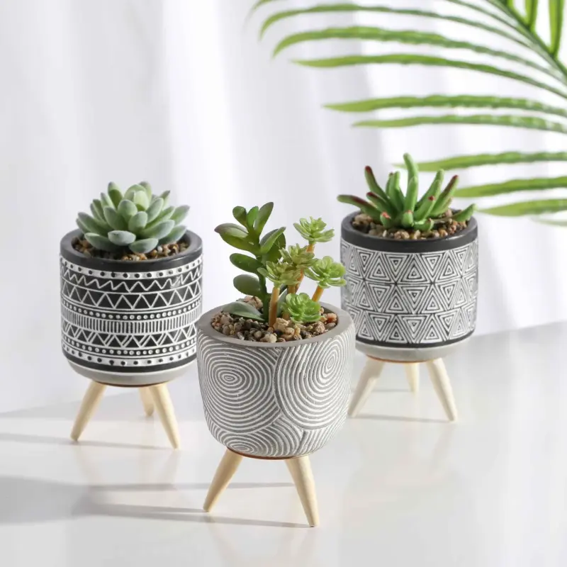 Artificial Succulent Plant Pots 3pc