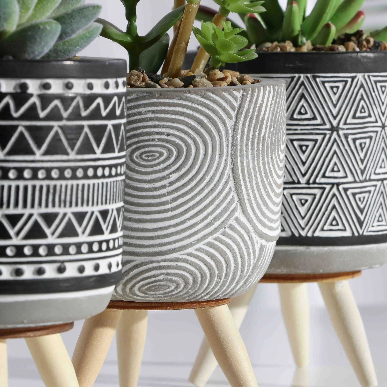 Artificial Succulent Plant Pots (3pc) -