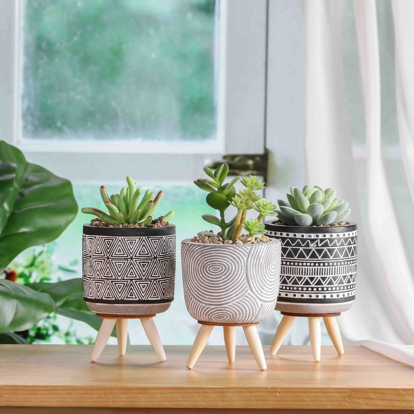 Artificial Succulent Plant Pots (3pc) -