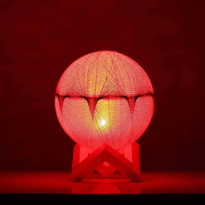 Artisan Crafted Woolen Yarn Lunar Lamp Soft Glow and Decorative Delight